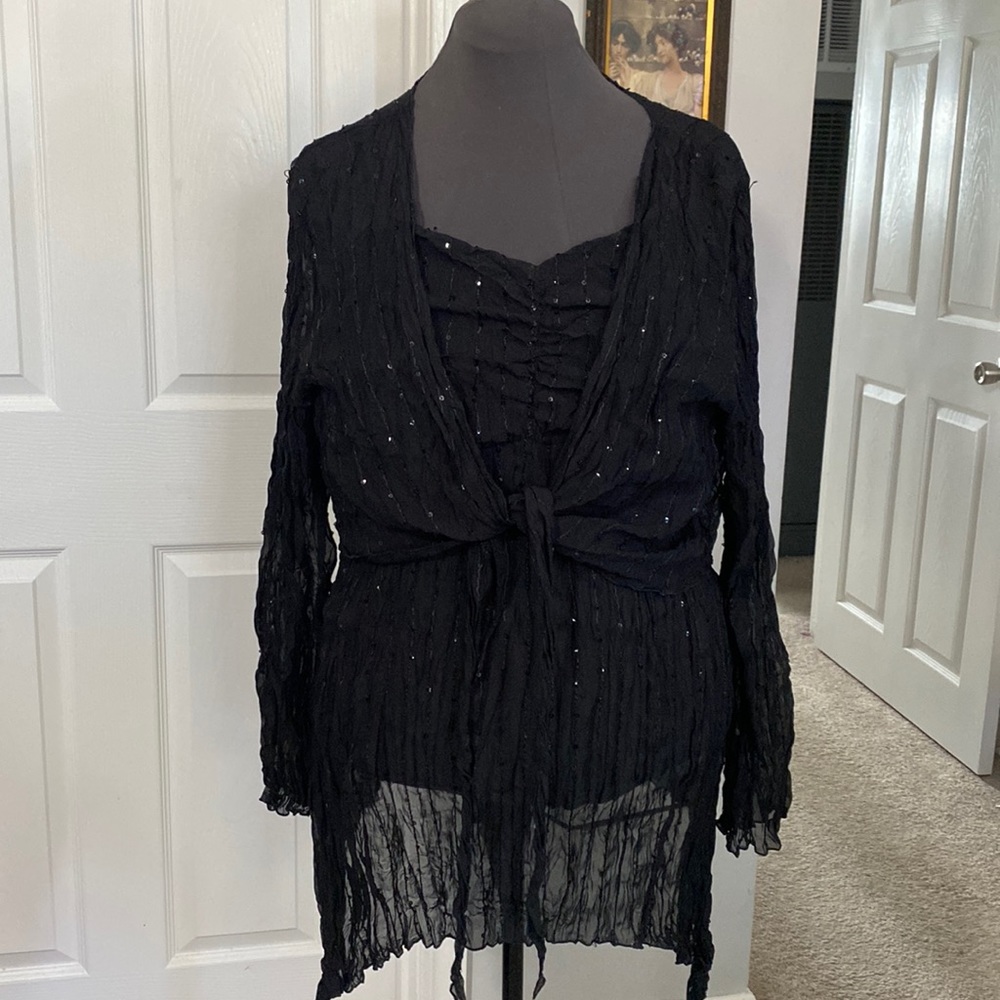 M.K.M Designs Black Sequin Tank Top w Coverup